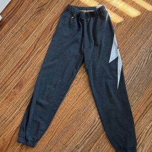 Aviator Nation Black Sweatpants with Silver Lightning Bolt